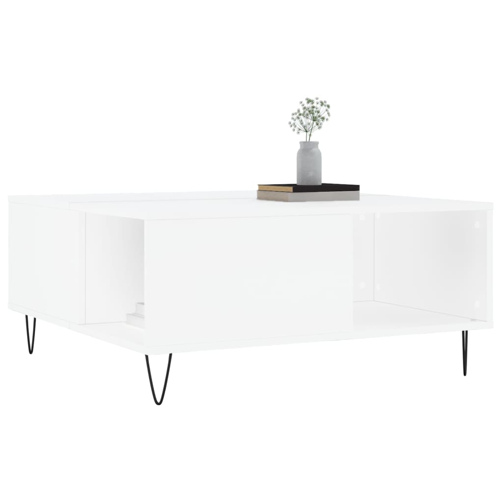 Stolić za kavu bijeli 80 x 80 x 36,5 cm od konstruiranog drva