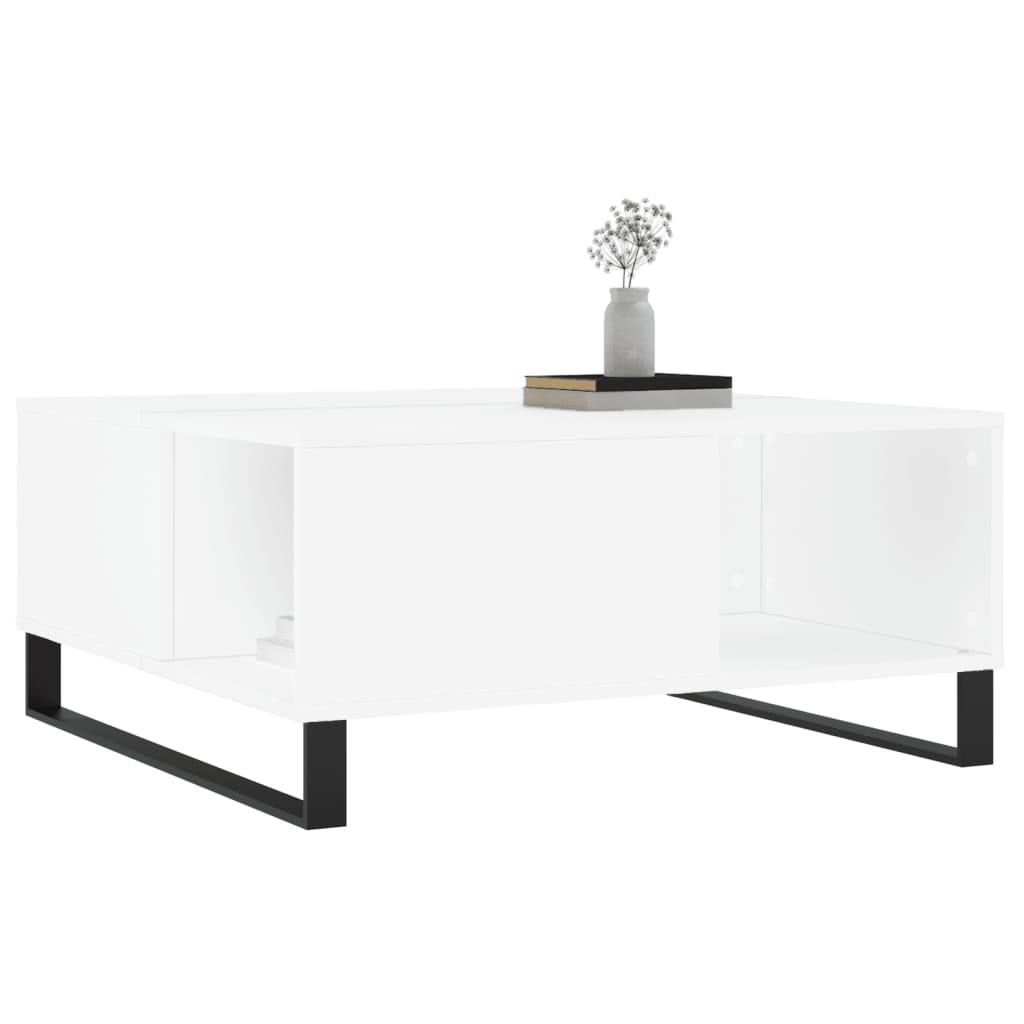 Stolić za kavu bijeli 80 x 80 x 36,5 cm od konstruiranog drva