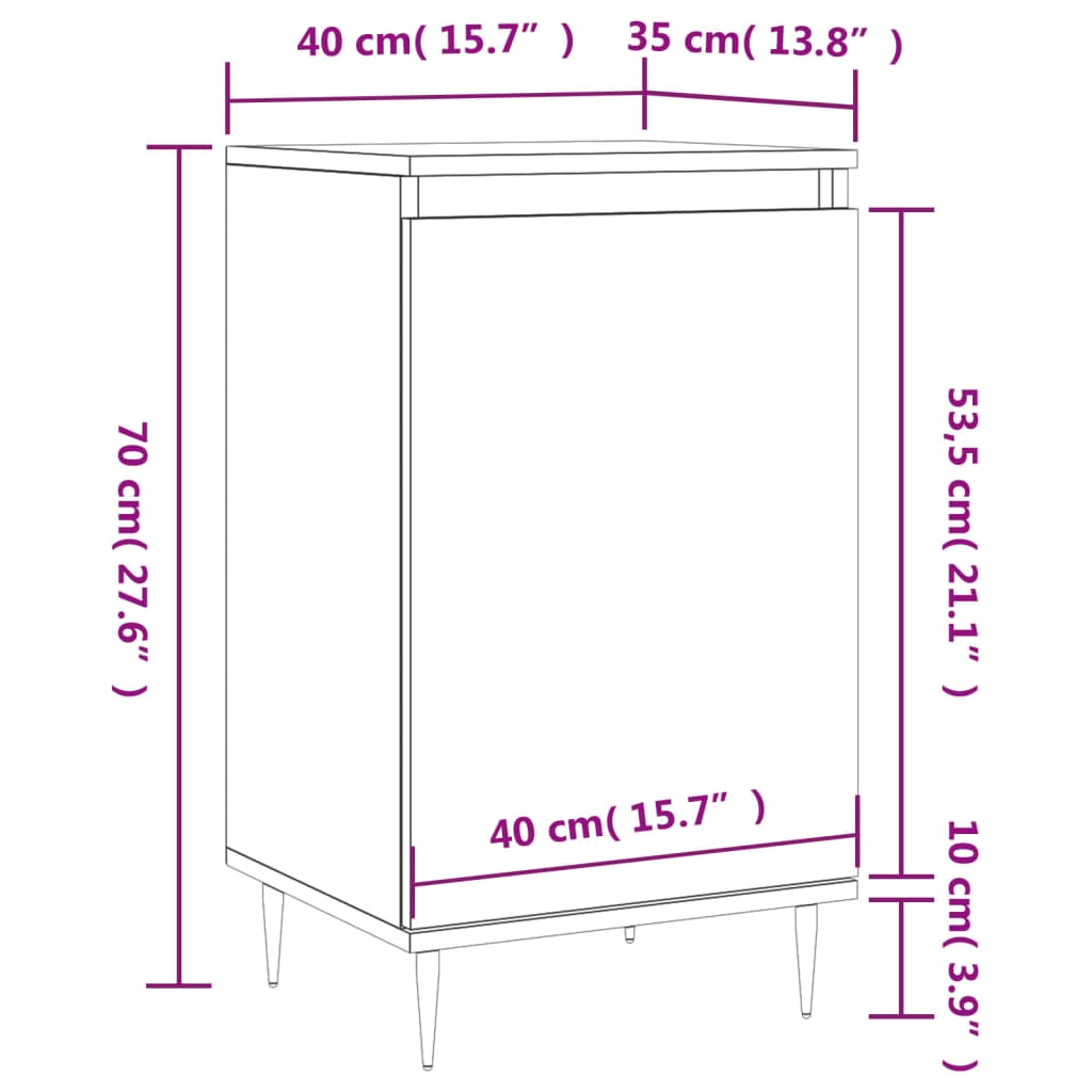 Komode 2 kom dimljena boja hrasta 40x35x70 cm konstruirano drvo