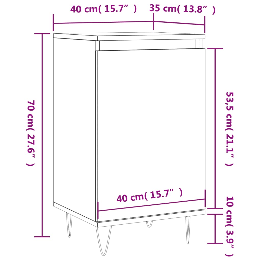 Komode 2 kom dimljena boja hrasta 40x35x70 cm konstruirano drvo