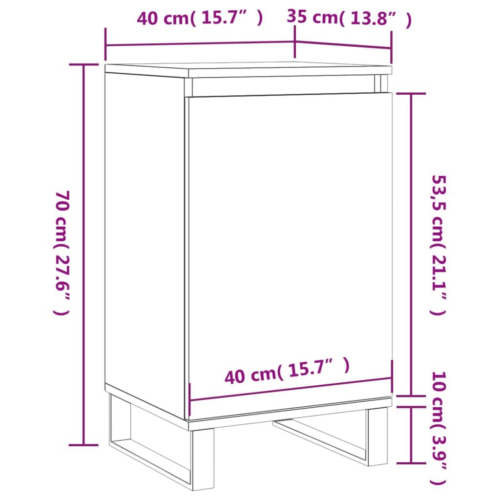 Komode 2 kom bijele 40 x 35 x 70 cm od konstruiranog drva
