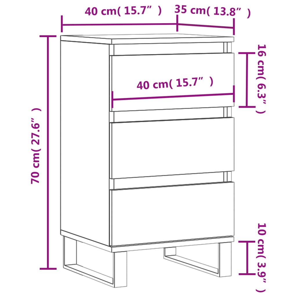 Komoda boja hrasta sonome 40 x 35 x 70 cm od konstruiranog drva
