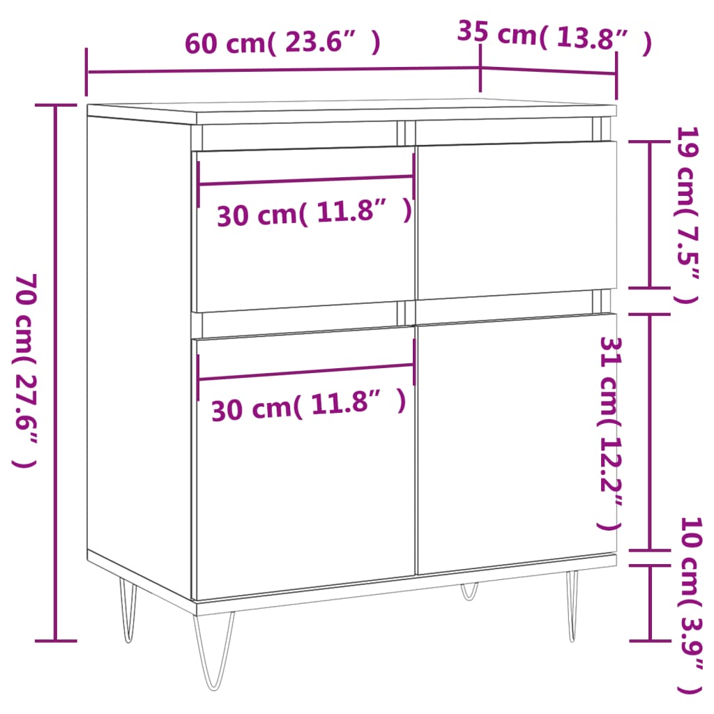 Komoda boja hrasta sonome 60 x 35 x 70 cm od konstruiranog drva