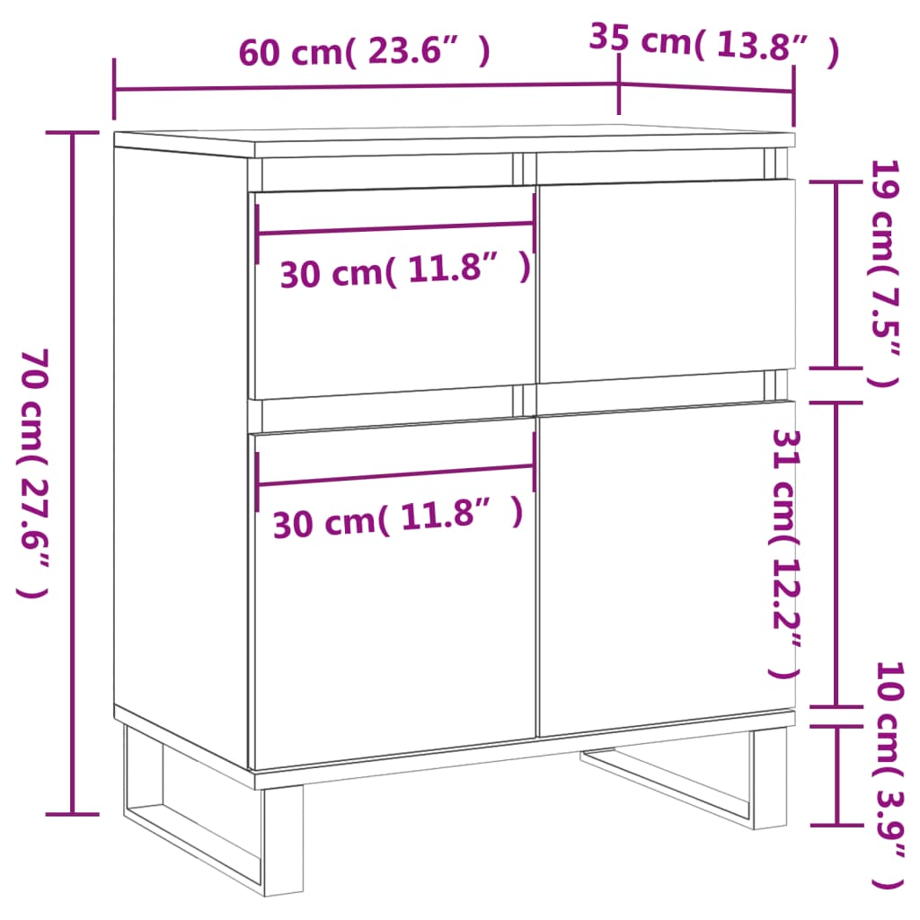 Komoda boja hrasta sonome 60 x 35 x 70 cm od konstruiranog drva