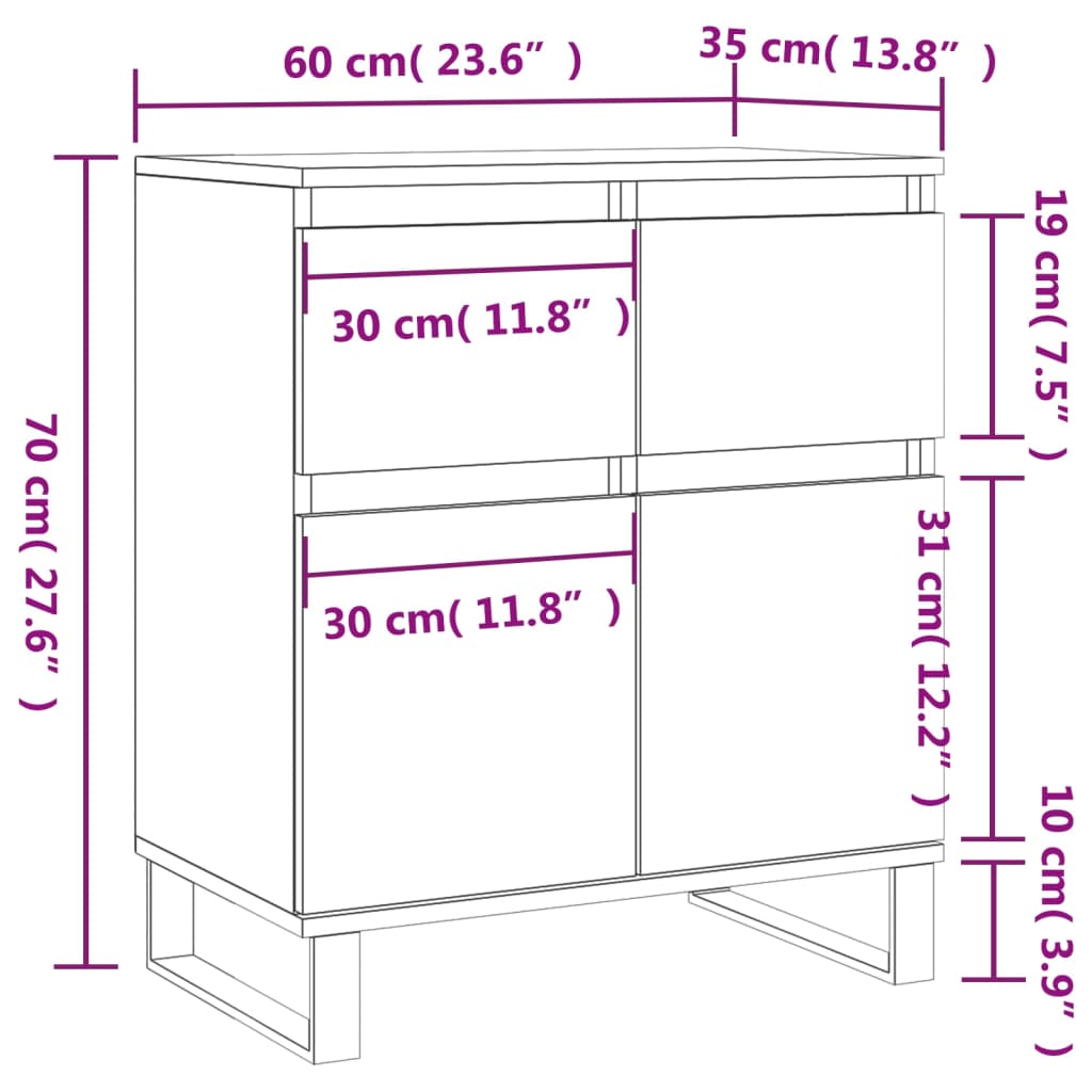 Komoda siva boja betona 60x35x70 cm od konstruiranog drva