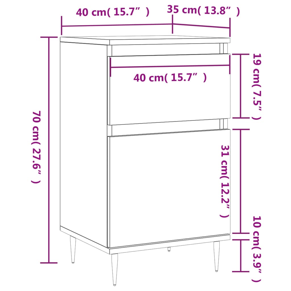 Komoda siva boja betona 40 x 35 x 70 cm od konstruiranog drva
