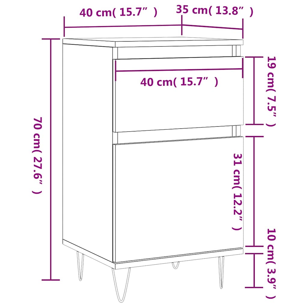 Komoda boja dimljenog hrasta 40 x 35 x 70 cm konstruirano drvo