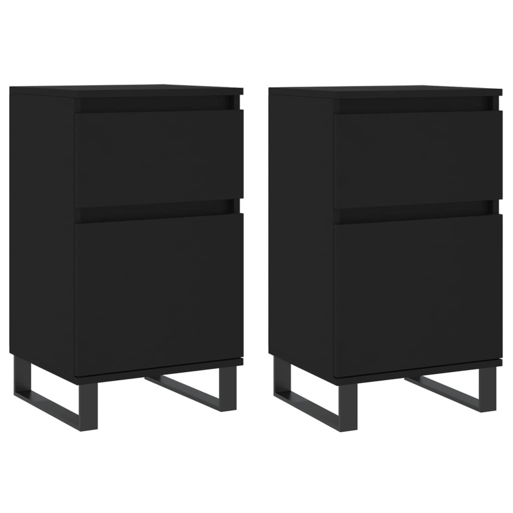 Komode 2 kom crne 40 x 35 x 70 cm od konstruiranog drva