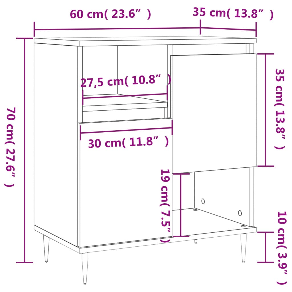 Komoda boja hrasta sonome 60 x 35 x 70 cm od konstruiranog drva