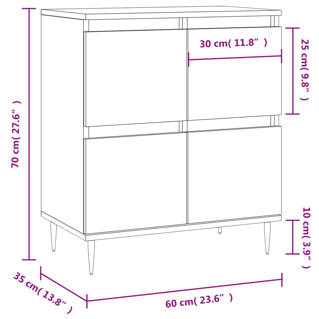 Komoda sivog hrasta sonome 60x35x70 cm od konstruiranog drva