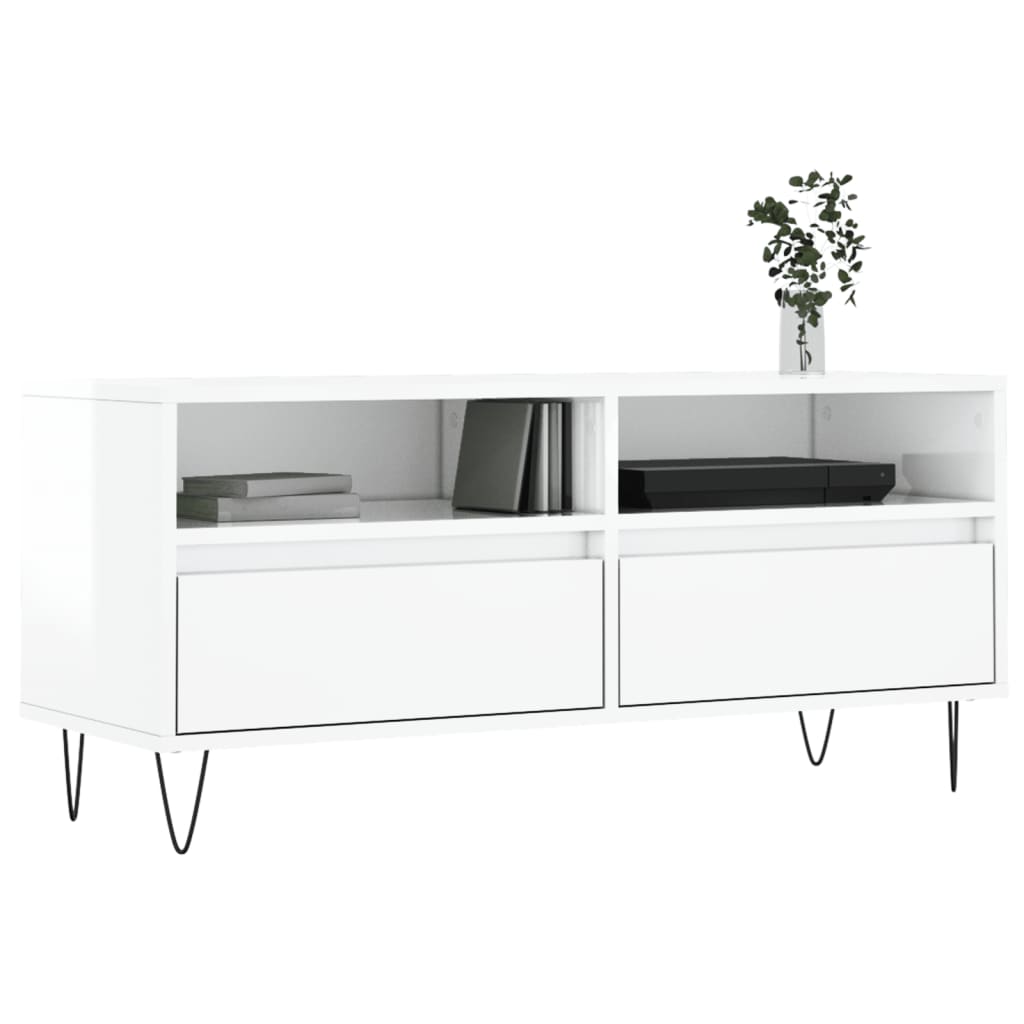 TV ormarić sjajni bijeli 100x34,5x44,5 cm od konstruiranog drva