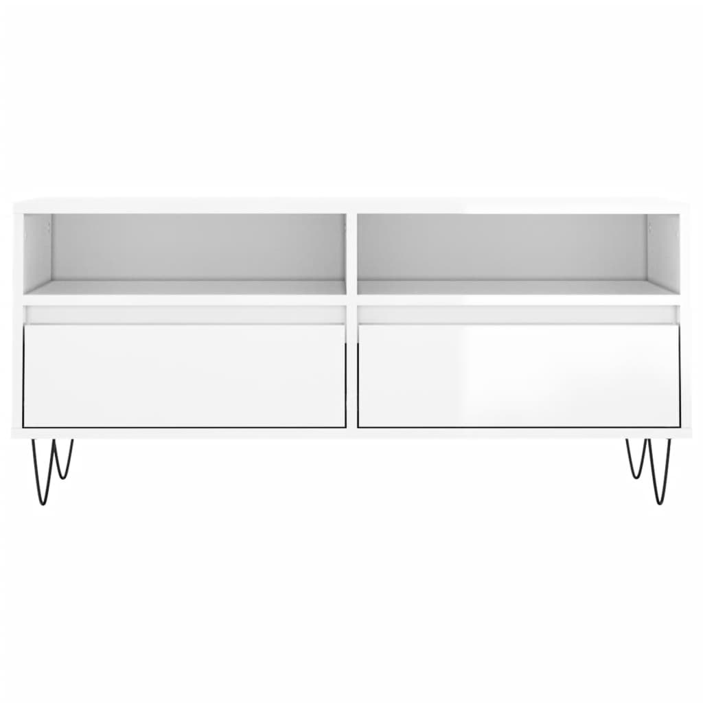 TV ormarić sjajni bijeli 100x34,5x44,5 cm od konstruiranog drva