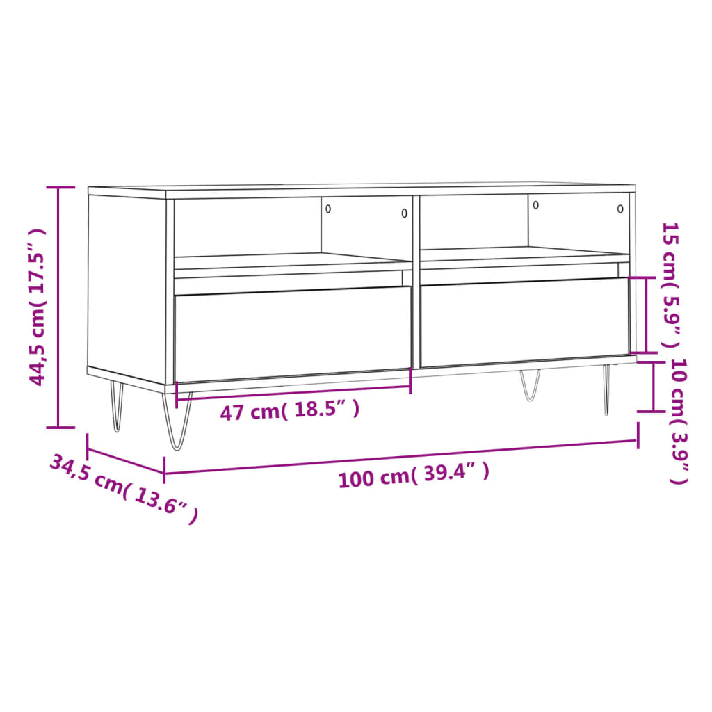 TV ormarić sivi Sonoma 100x34,5x44,5cm konstruirano drvo