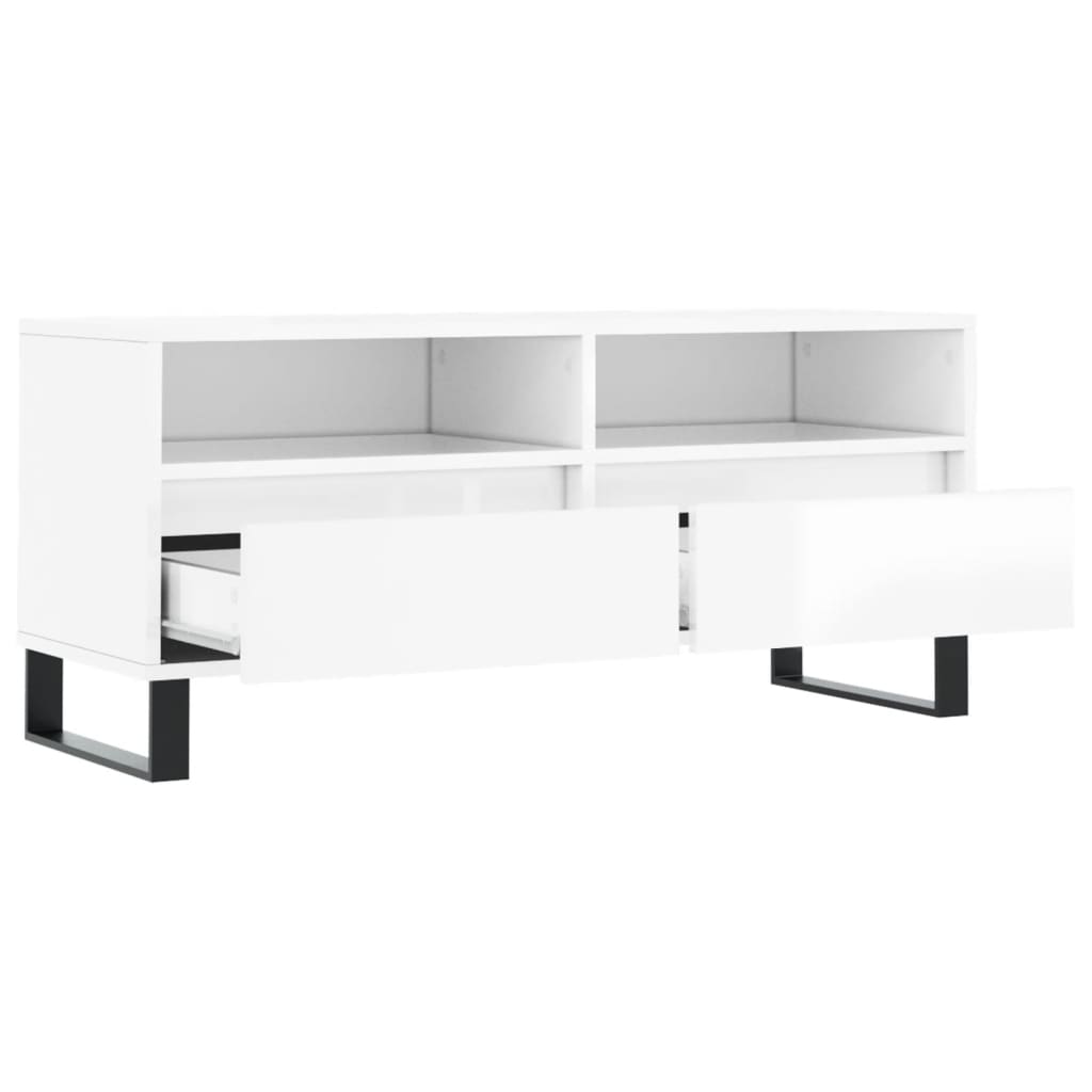 TV ormarić sjajni bijeli 100x34,5x44,5 cm od konstruiranog drva