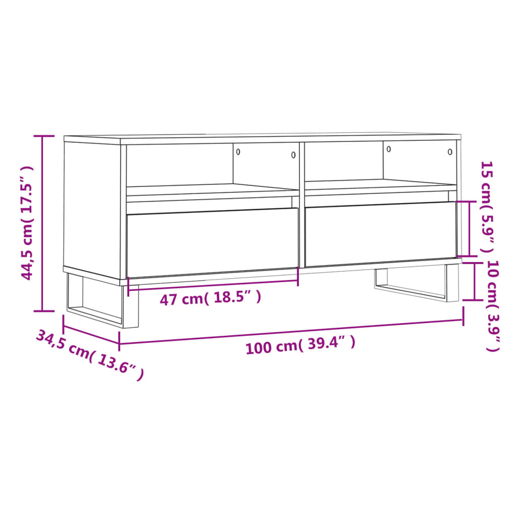 TV ormarić sivi Sonoma 100x34,5x44,5cm konstruirano drvo