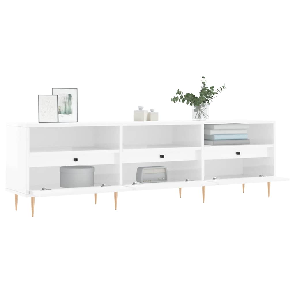 TV ormarić sjajni bijeli 150x30x44,5 cm od konstruiranog drva