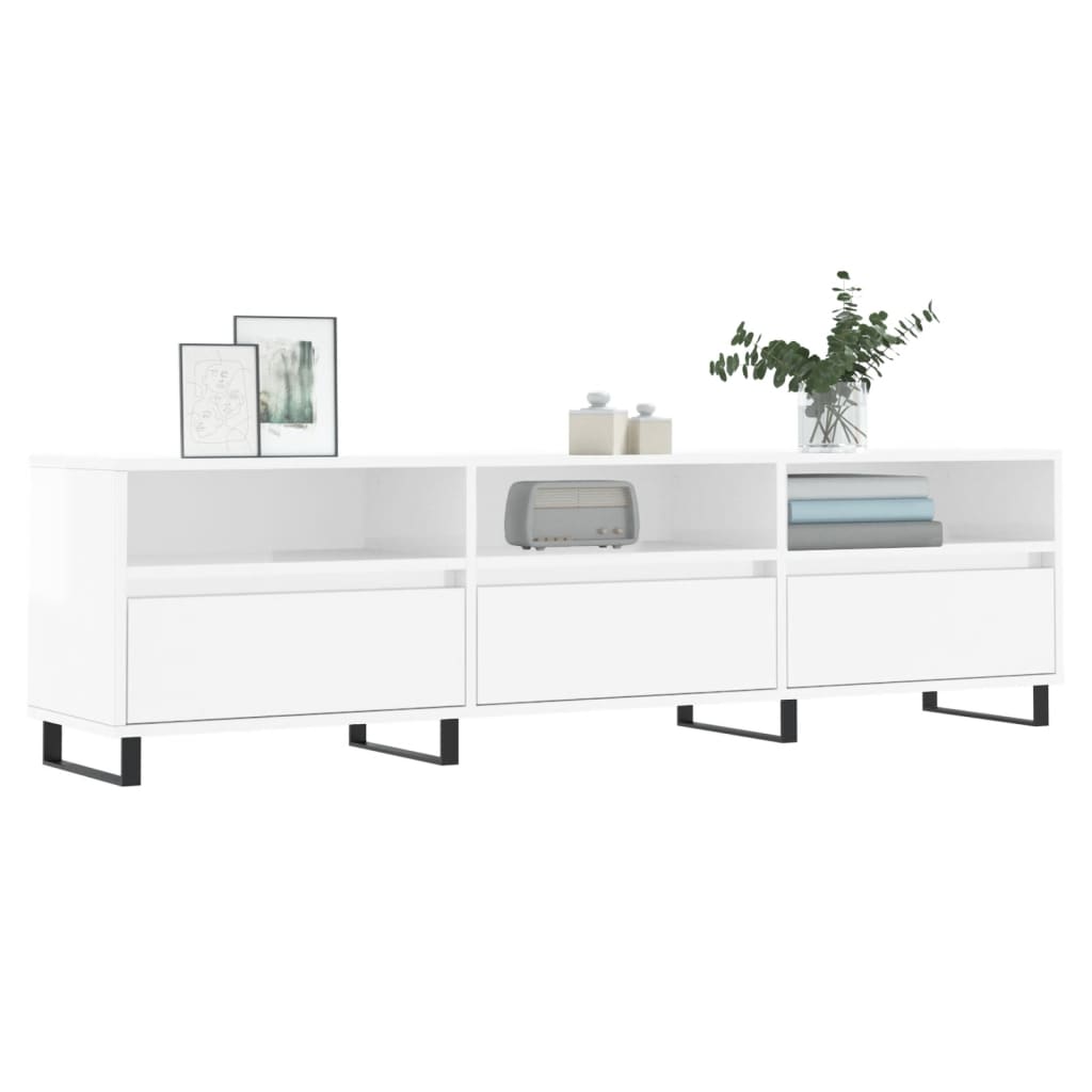 TV ormarić sjajni bijeli 150x30x44,5 cm od konstruiranog drva