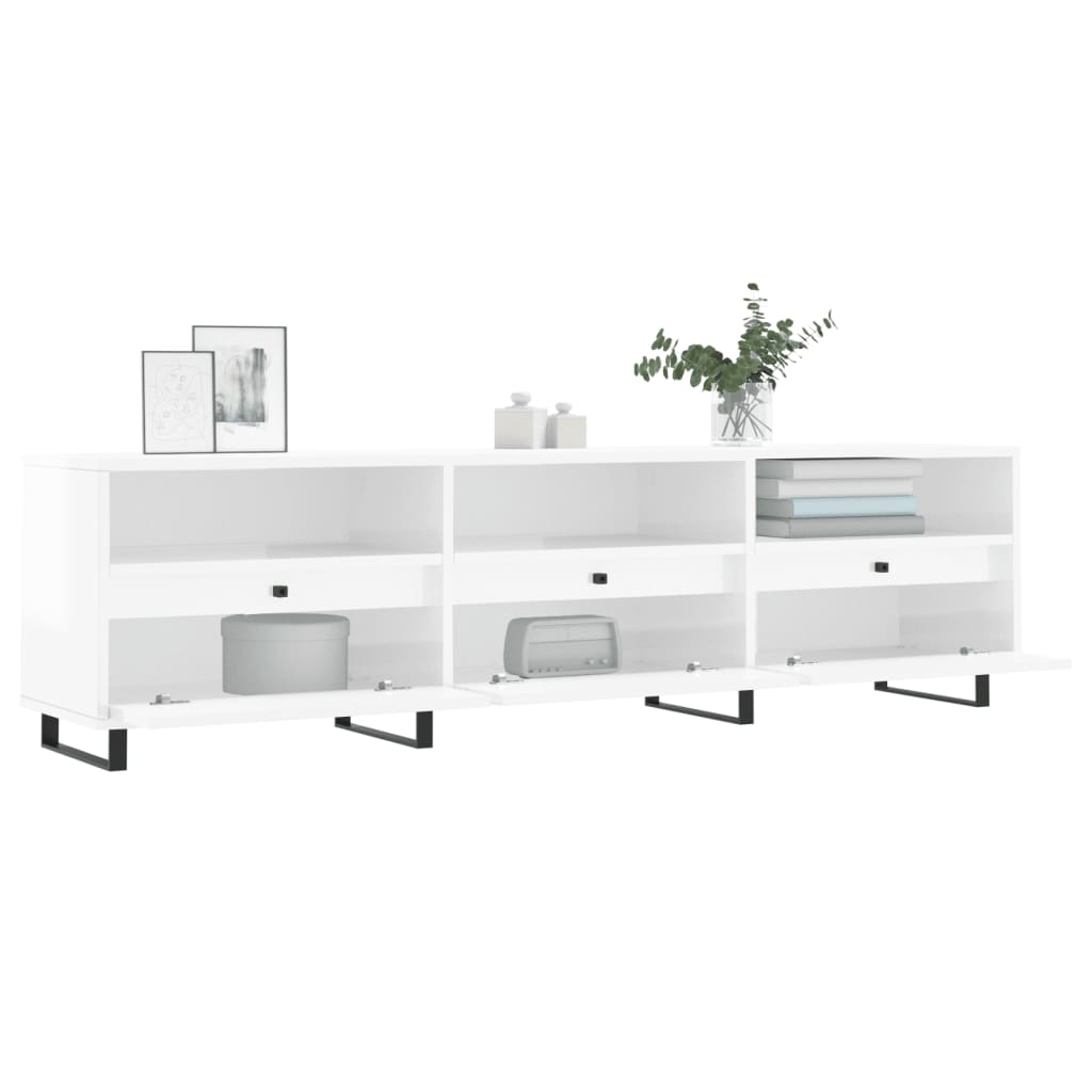 TV ormarić sjajni bijeli 150x30x44,5 cm od konstruiranog drva