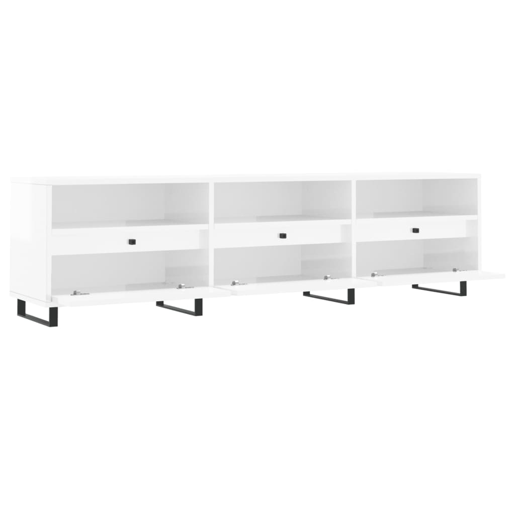 TV ormarić sjajni bijeli 150x30x44,5 cm od konstruiranog drva
