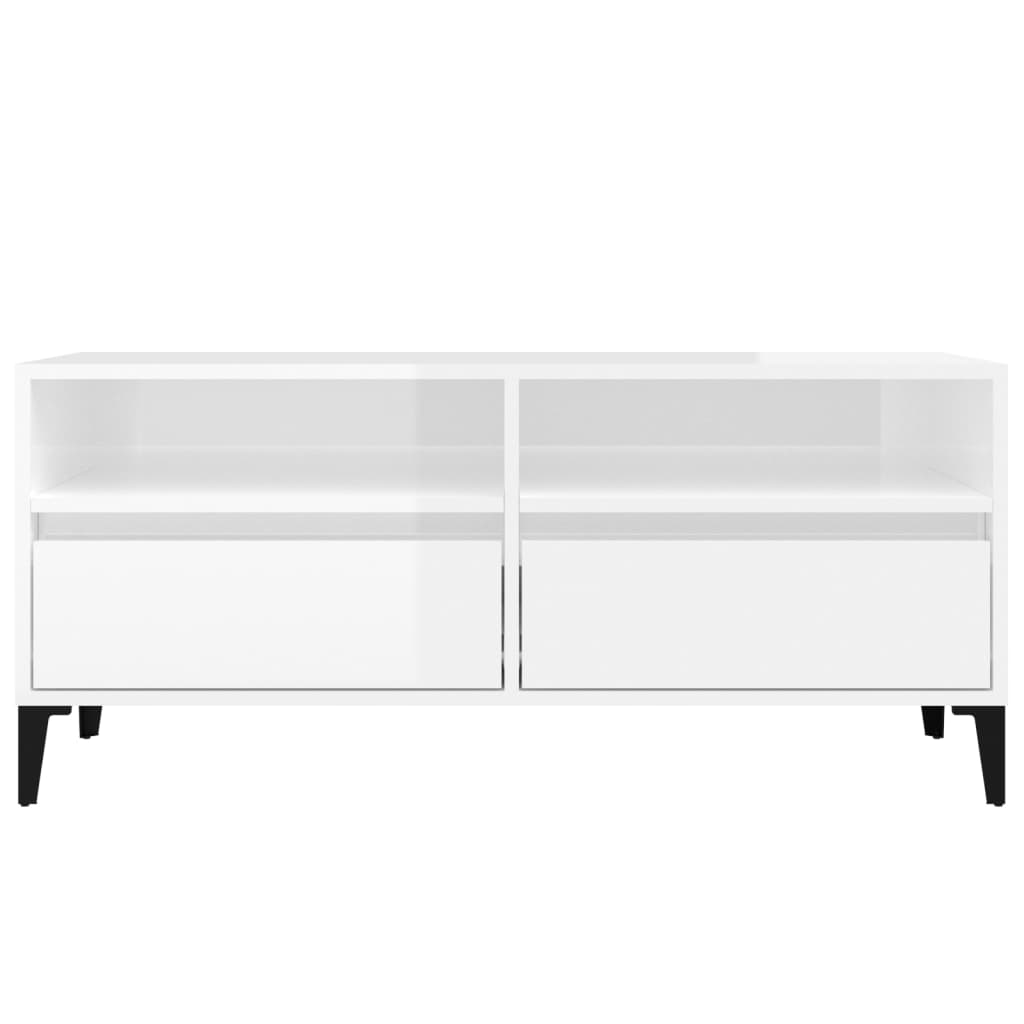 TV ormarić sjajni bijeli 100x34,5x44,5 cm od konstruiranog drva