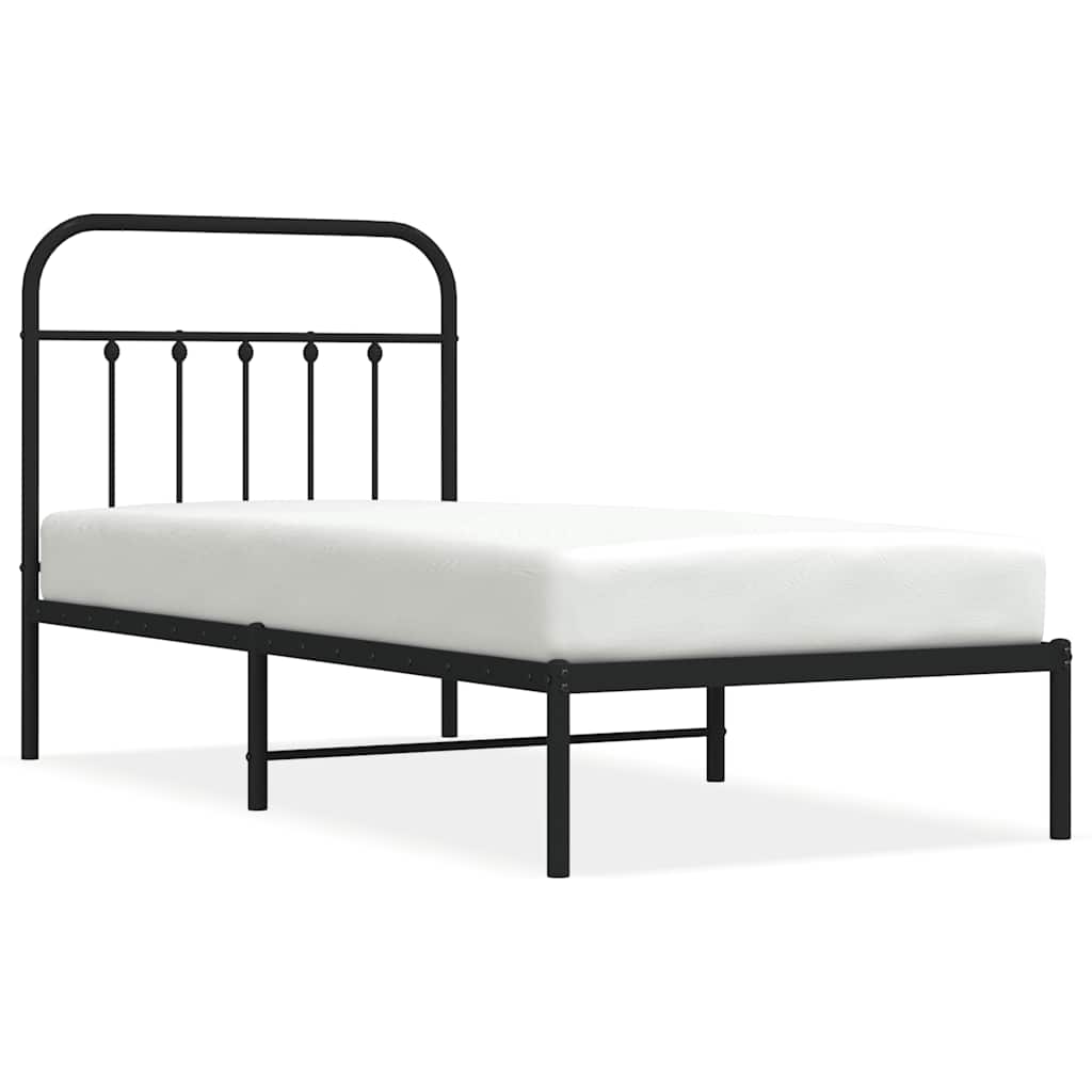 Metalni okvir za krevet s uzglavljem crni 90x200 cm