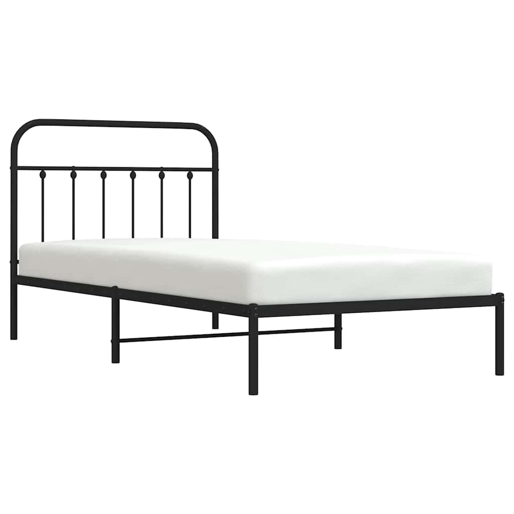 Metalni okvir za krevet s uzglavljem crni 100x200 cm