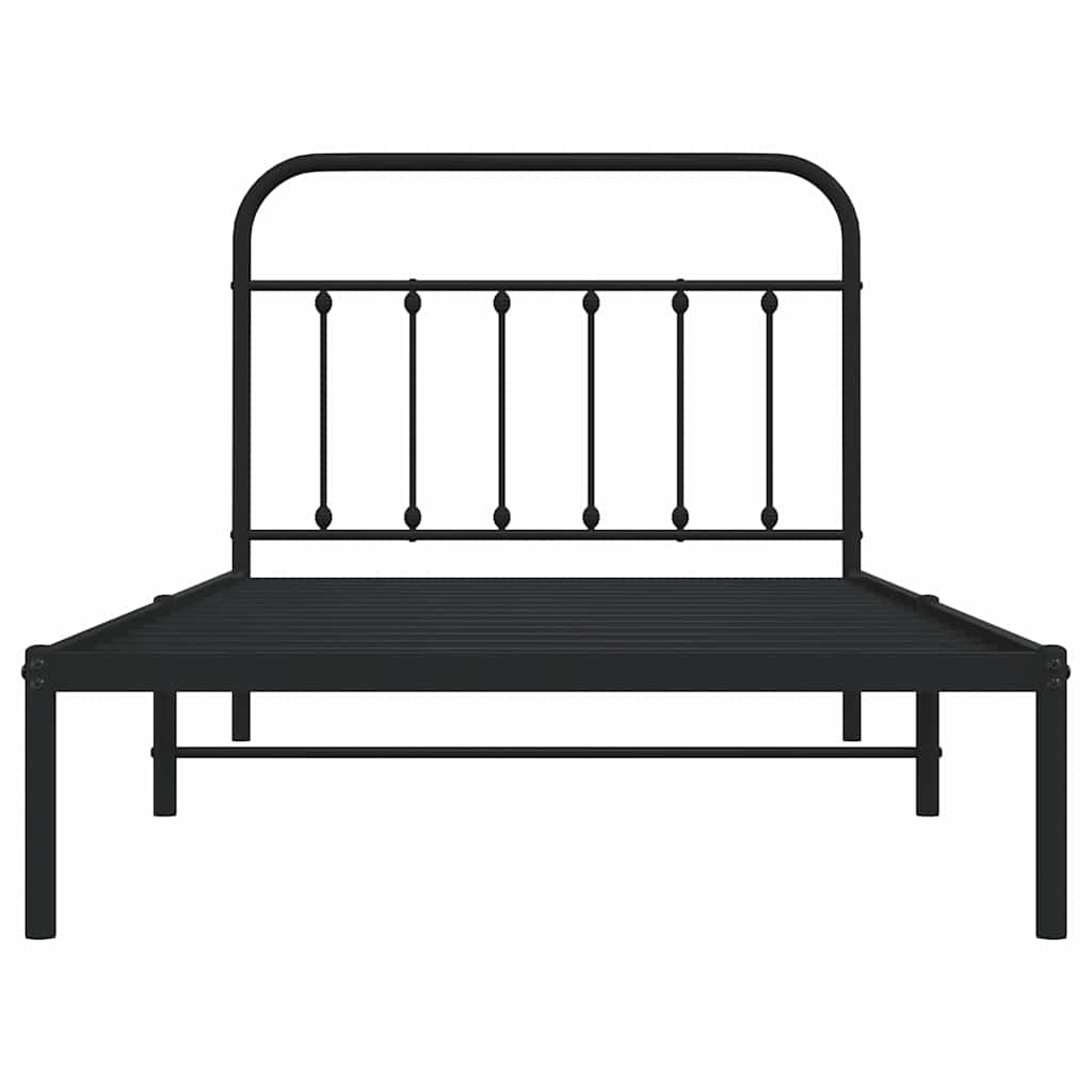Metalni okvir za krevet s uzglavljem crni 100x200 cm