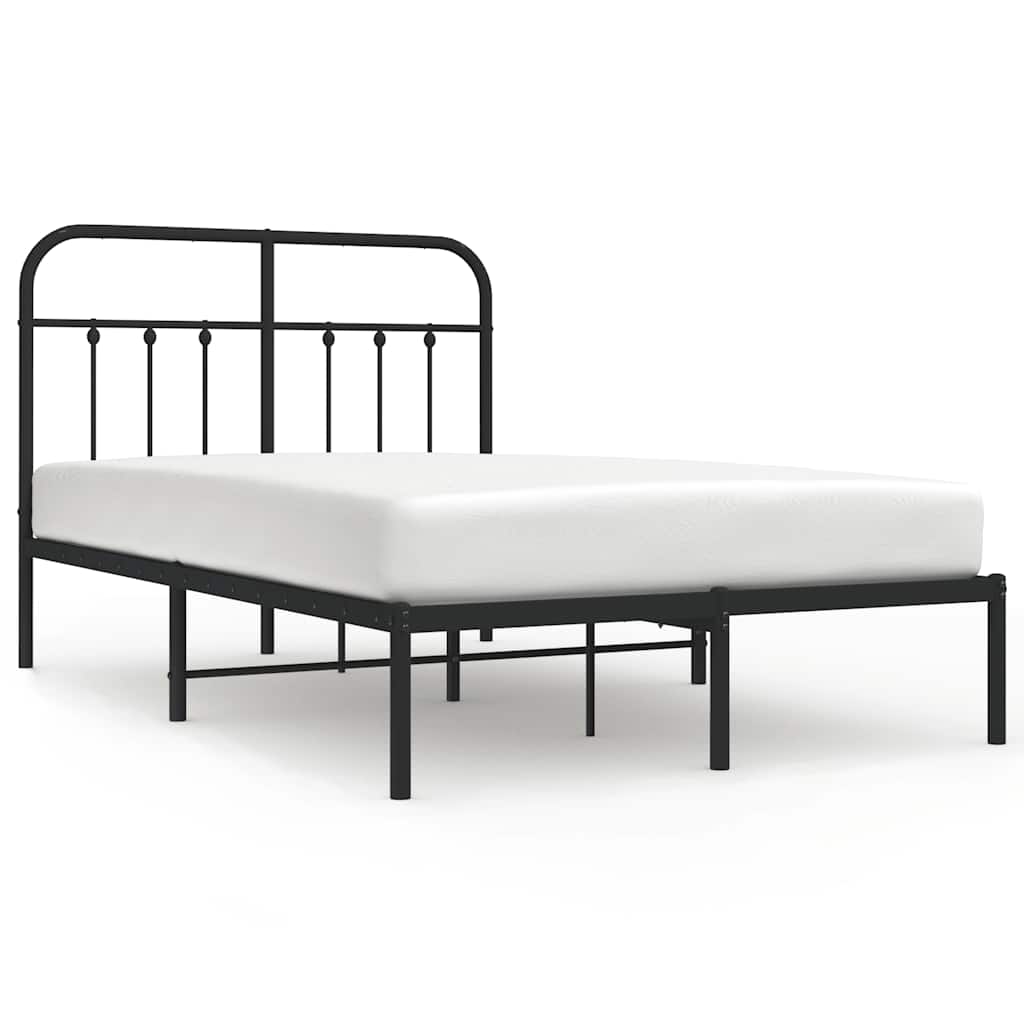 Metalni okvir za krevet s uzglavljem crni 120x190 cm