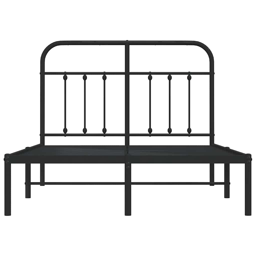 Metalni okvir za krevet s uzglavljem crni 120x190 cm