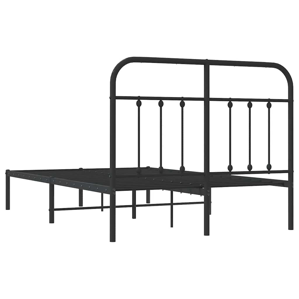 Metalni okvir za krevet s uzglavljem crni 120x190 cm
