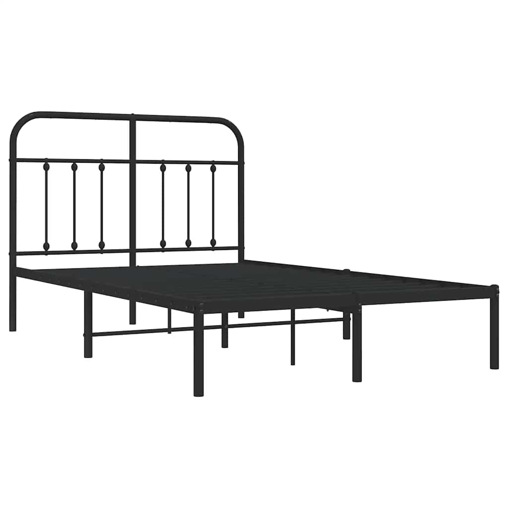 Metalni okvir za krevet s uzglavljem crni 120x200 cm