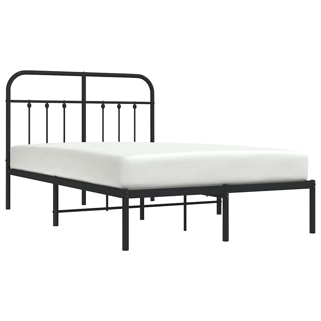 Metalni okvir za krevet s uzglavljem crni 120x200 cm