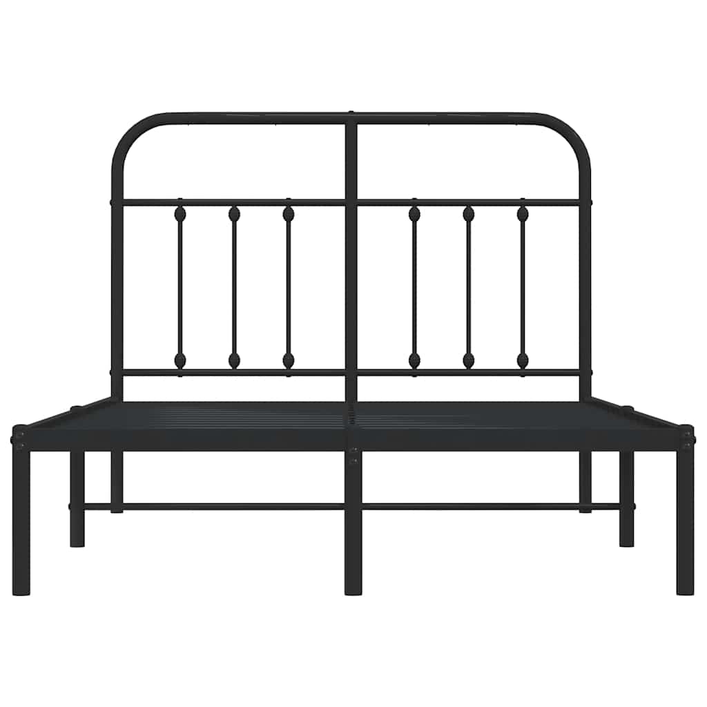 Metalni okvir za krevet s uzglavljem crni 120x200 cm