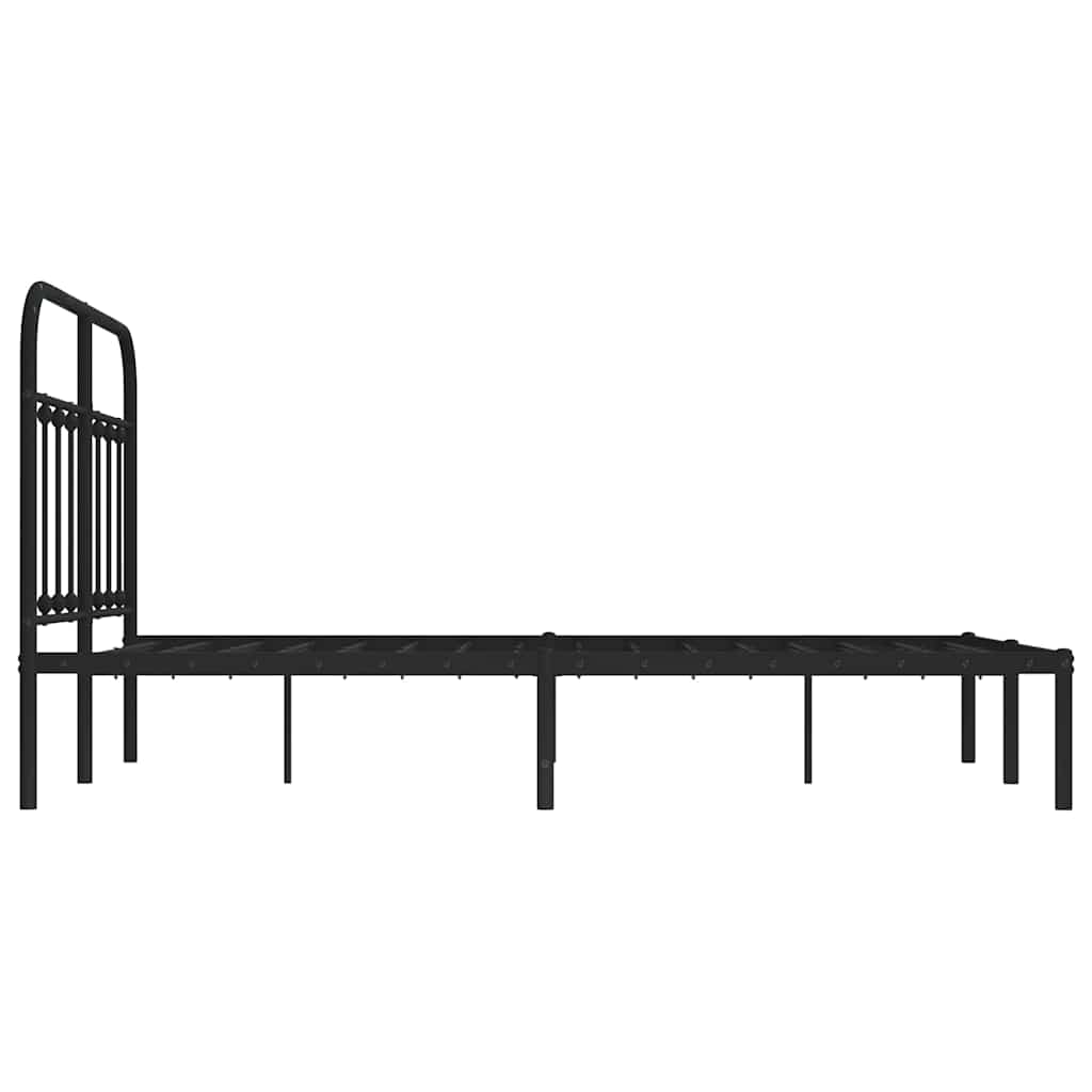 Metalni okvir za krevet s uzglavljem crni 120x200 cm