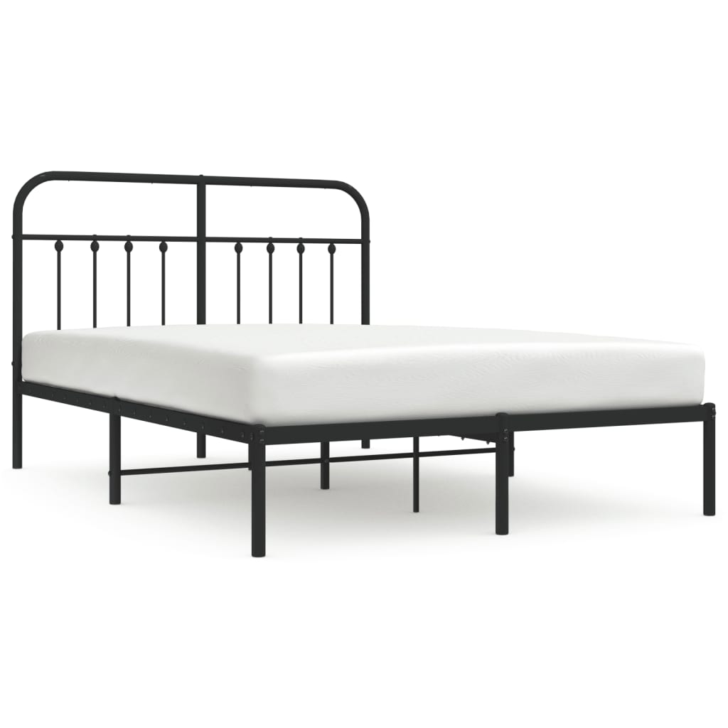 Metalni okvir za krevet s uzglavljem crni 140x190 cm