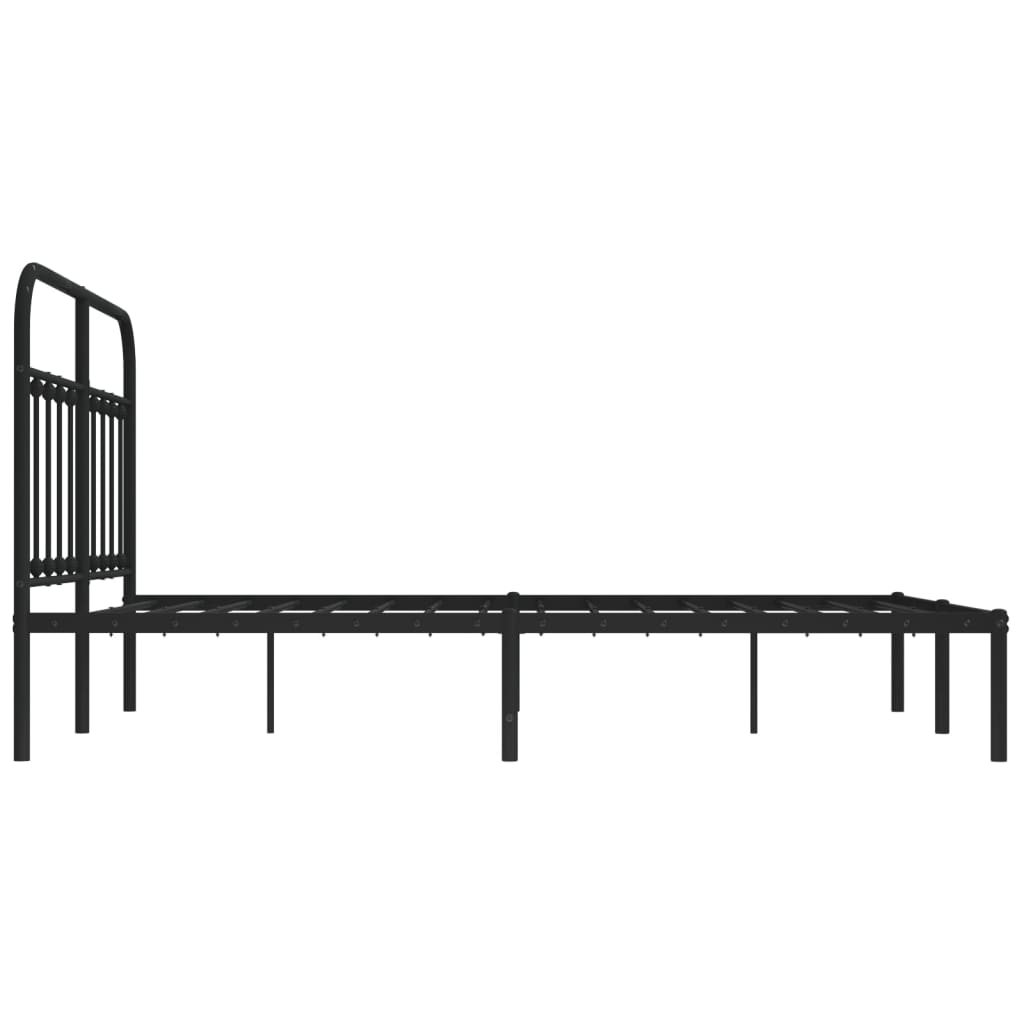 Metalni okvir za krevet s uzglavljem crni 140x190 cm