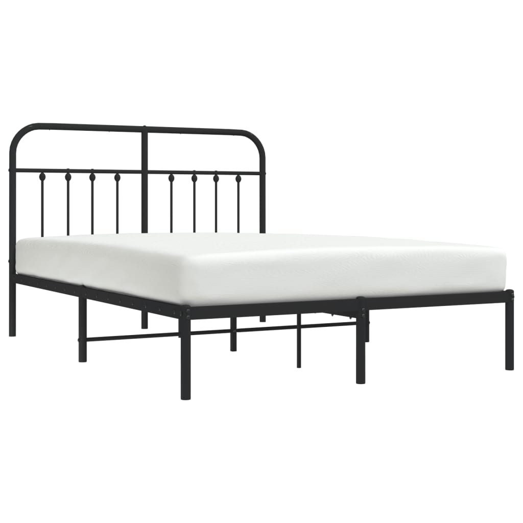 Metalni okvir za krevet s uzglavljem crni 140x200 cm
