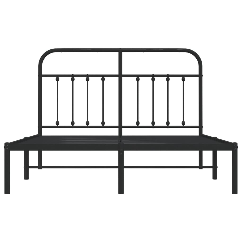 Metalni okvir za krevet s uzglavljem crni 140x200 cm
