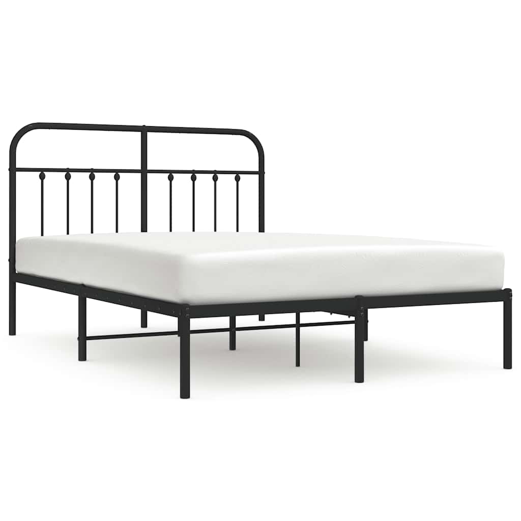 Metalni okvir za krevet s uzglavljem crni 150x200 cm
