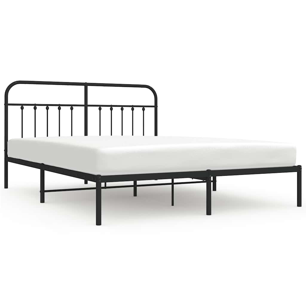 Metalni okvir za krevet s uzglavljem crni 183x213 cm