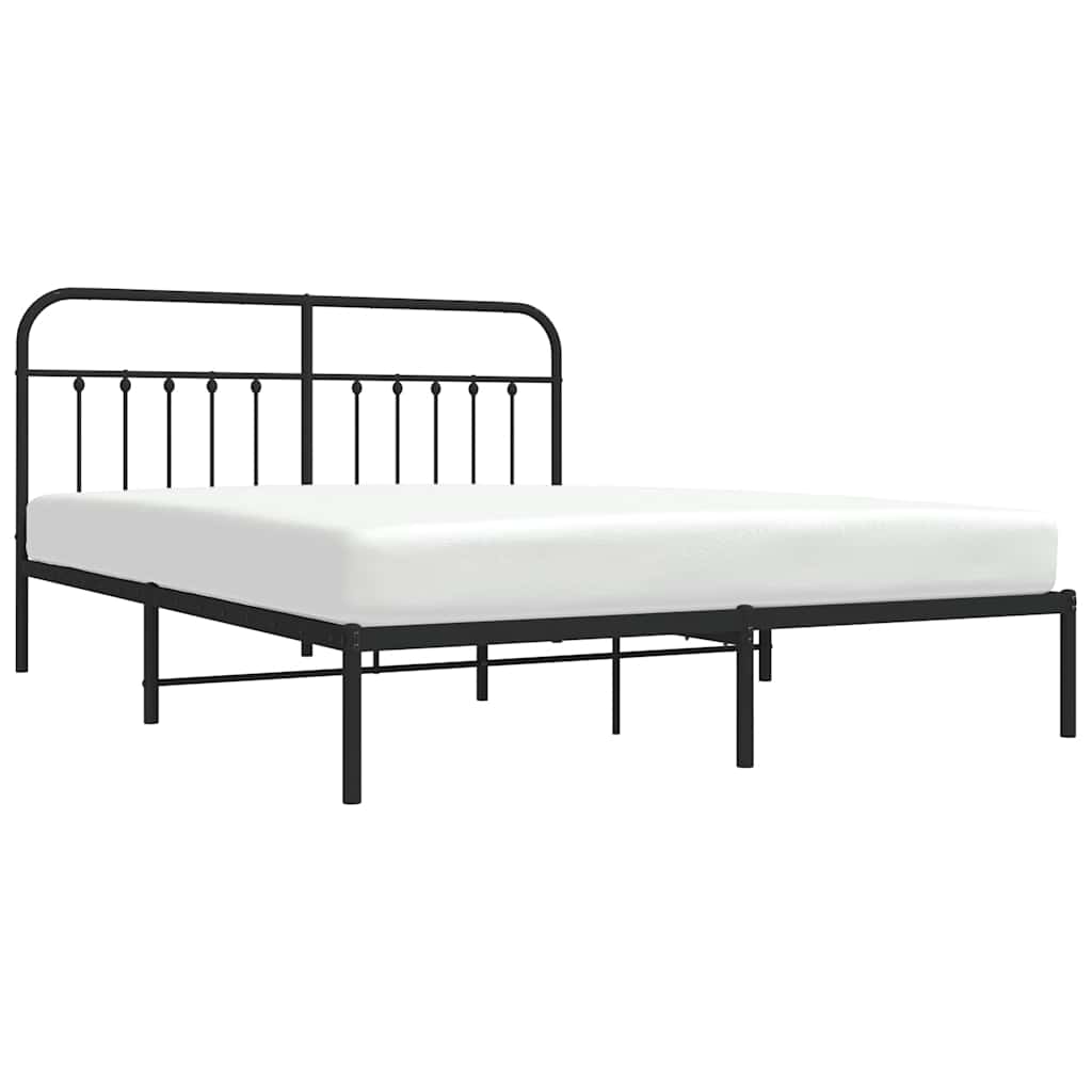 Metalni okvir za krevet s uzglavljem crni 183x213 cm