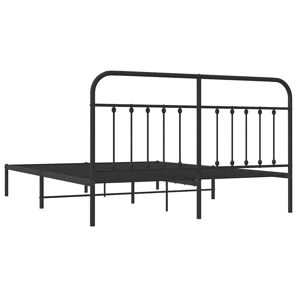 Metalni okvir za krevet s uzglavljem crni 183x213 cm