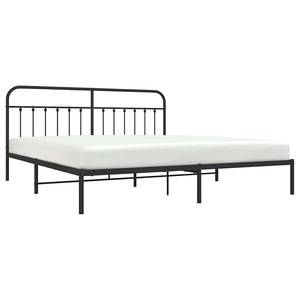 Metalni okvir za krevet s uzglavljem crni 193x203 cm