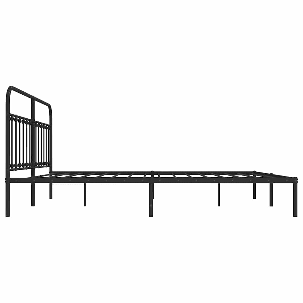 Metalni okvir za krevet s uzglavljem crni 193x203 cm