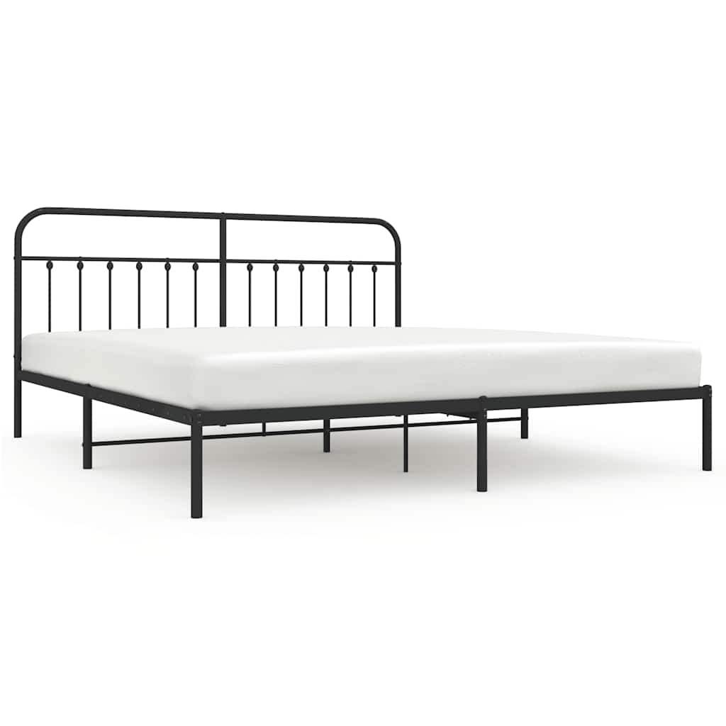 Metalni okvir za krevet s uzglavljem crni 200x200 cm