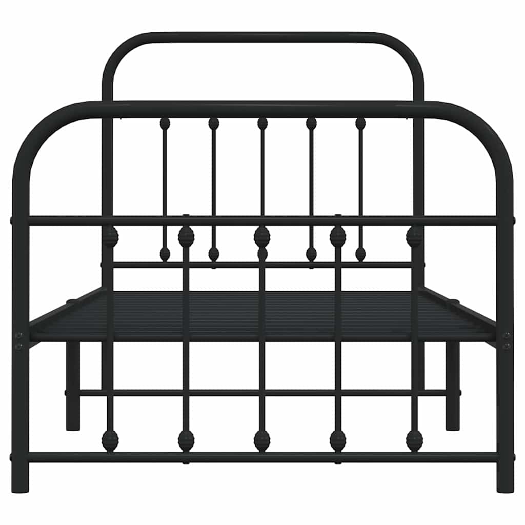 Metalni okvir kreveta uzglavlje i podnožje crni 90 x 200 cm