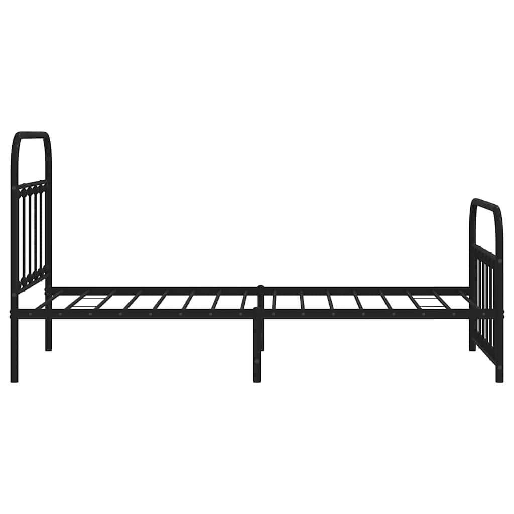 Metalni okvir kreveta uzglavlje i podnožje crni 100x190 cm