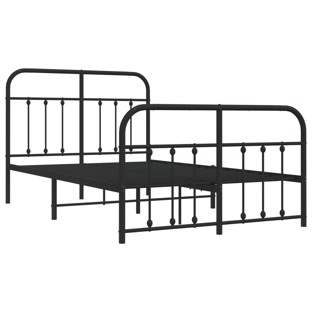 Metalni okvir kreveta uzglavlje i podnožje crni 120x190 cm