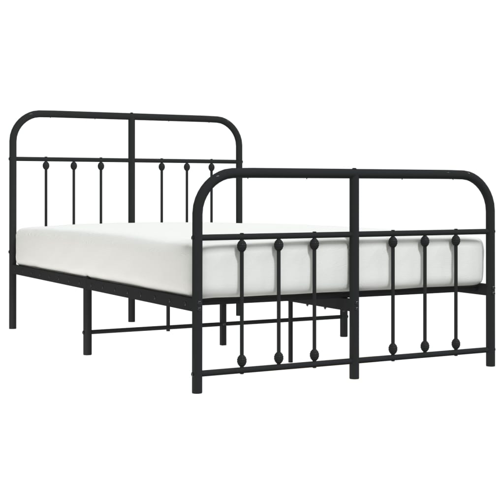 Metalni okvir kreveta uzglavlje i podnožje crni 120x190 cm