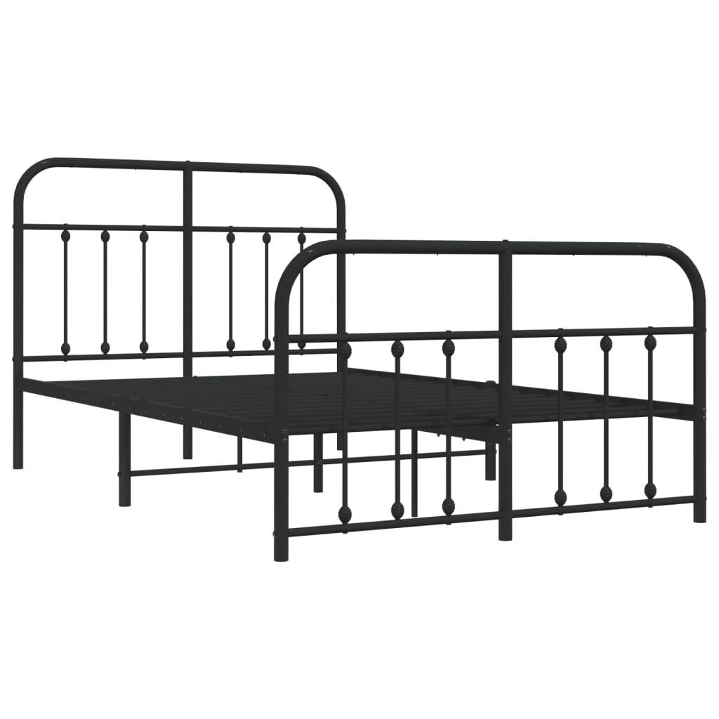 Metalni okvir kreveta uzglavlje i podnožje crni 120x200 cm